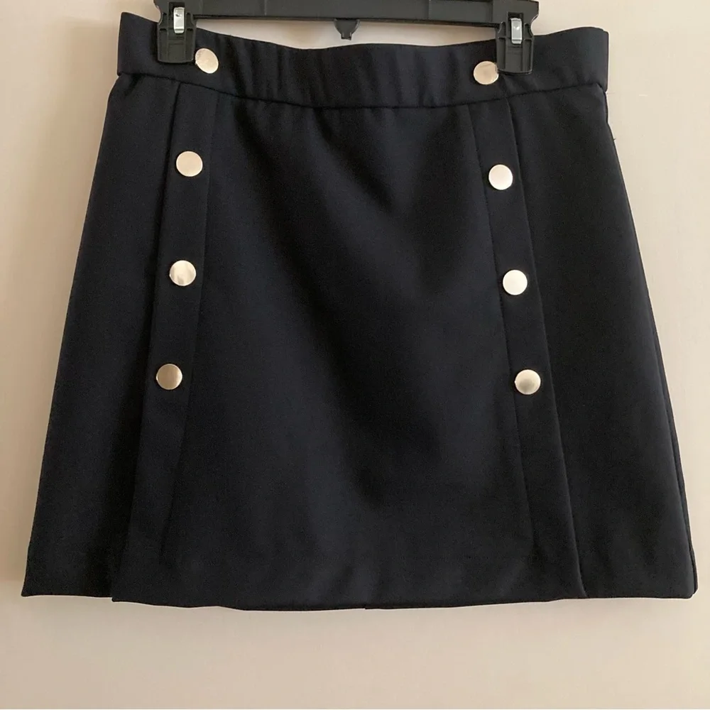 Rachel Zoe Sailor Button Front A Line Skirt |Color Black | Size 8 | New No Tags - Picture 3 of 7